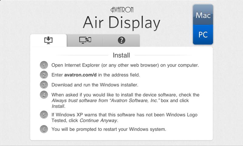 программа Air Display для подключения ноутбука по беспроводной связи